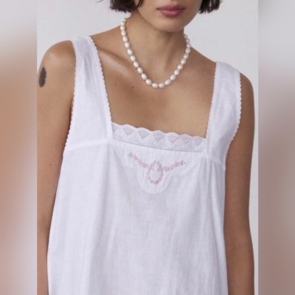 Damson Madder Nancy Linen Blend Pinafore Mini Dress EU 16/ US 12 - Picture 2 of 9